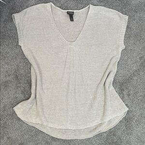 Eileen Fisher Light Knit Tee Style Oversized V Neck Short Sleeve Size Large